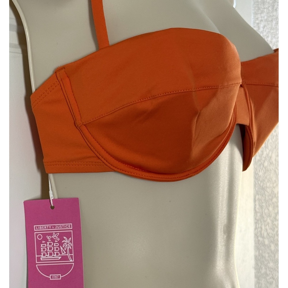 Women's Hot Orange Shade & Shore Bikini Top Beach Swim Tanning Large